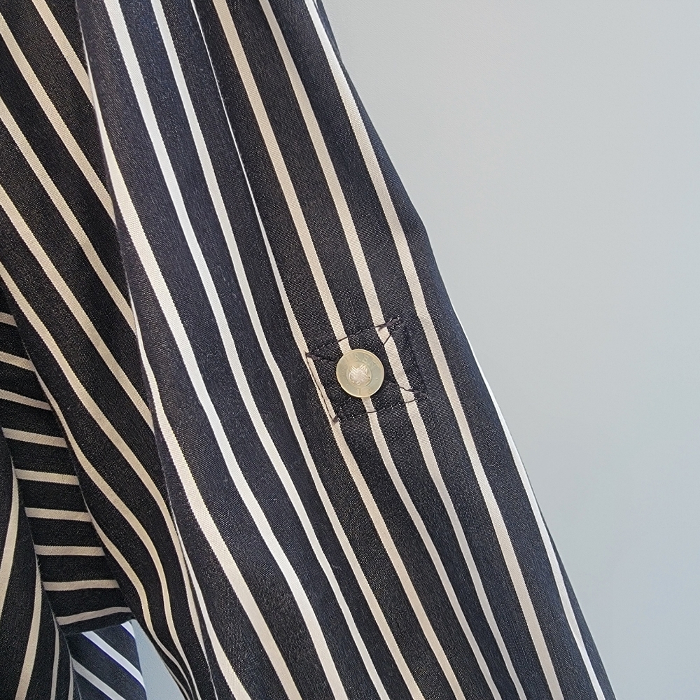 Lauren Ralph Lauren Classic Striped Button Down Shirt Size 3X Navy Blue Preppy - Picture 8 of 15